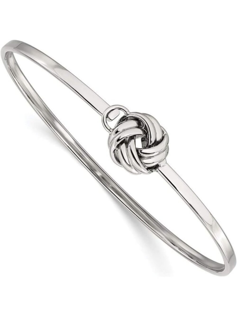 Polished Stainless Steel Love Knot Bangle Bracelet 7” - Elegant & Durable